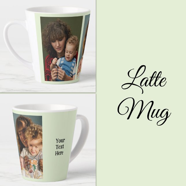 Tasse Latte 2 photo ajouter du texte blanc vert (Créateur téléchargé)
