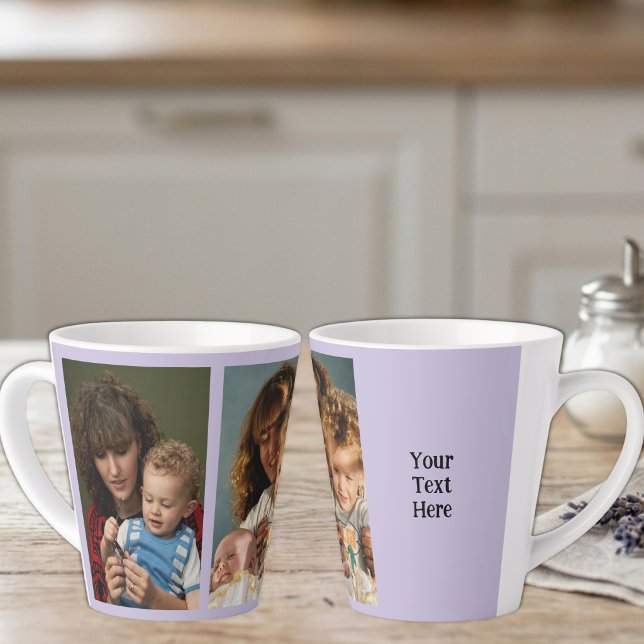 Tasse Latte 2 photo ajouter du texte blanc violet (Créateur téléchargé)