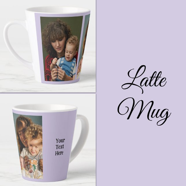 Tasse Latte 2 photo ajouter du texte blanc violet (Créateur téléchargé)