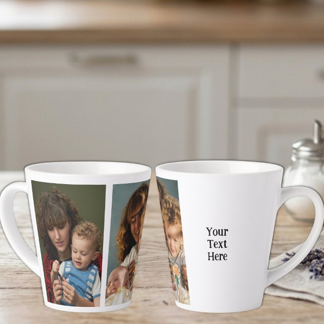 Tasse Latte 2 photo ajouter texte blanc noir (Créateur téléchargé)