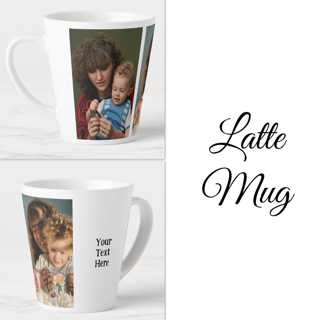 Tasse Latte 2 photo ajouter texte blanc noir (Créateur téléchargé)