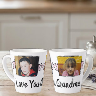 Tasse Latte 2 photos amour vous grand-mère rose