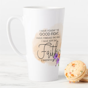 Tasse Latte 2 Timothée 4:7 - J'ai gardé la foi Peach