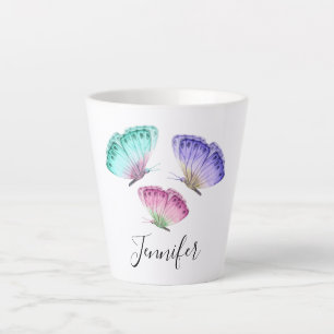 Tasse Latte 3 Jolies papillons d'aquarelle Pastel