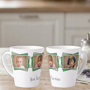 Tasse Latte 3 photos ajoutez votre texte vert