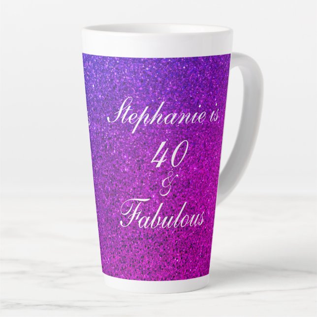 Tasse Latte 40 Et Fabulous Anniversaire Pink Purple Parties sc (Angle droit)