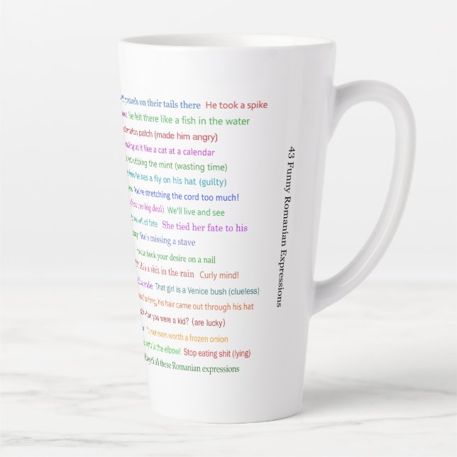 Tasse Latte 43 Drôle Pièce de conversation pour les expression (Droite)