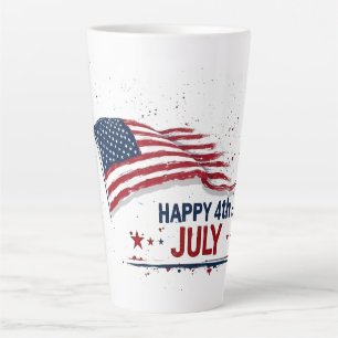 Tasse Latte 4 juillet - Drapeau américain artistique éclabouss