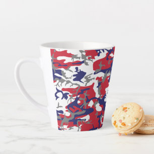 Tasse Latte 4 juillet, Jour de l'Indépendance, Gris Camouflage