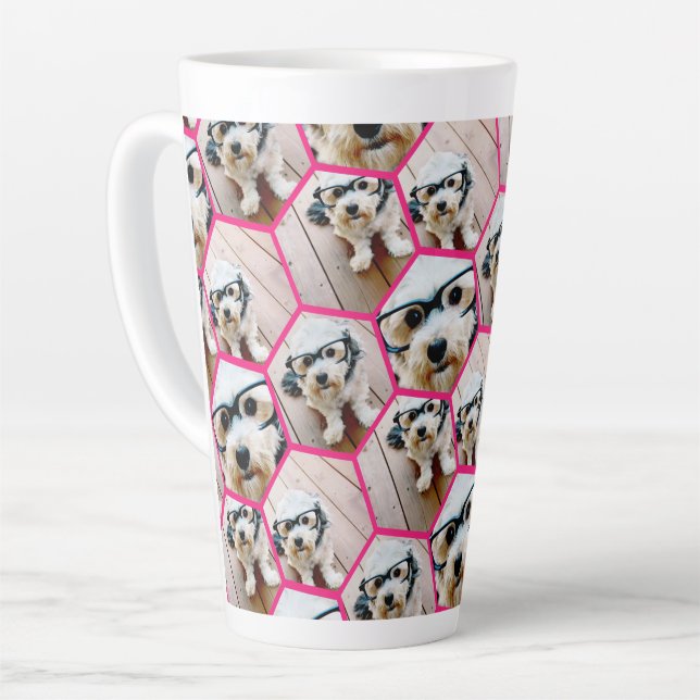 Tasse Latte 4 Photo Collage - motif hexagone funky (Angle gauche)