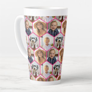 Tasse Latte 4 photos en collage - motif hexagonal funky