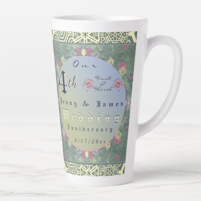 Tasse Latte 4e anniversaire du Mariage Floral (Droite)