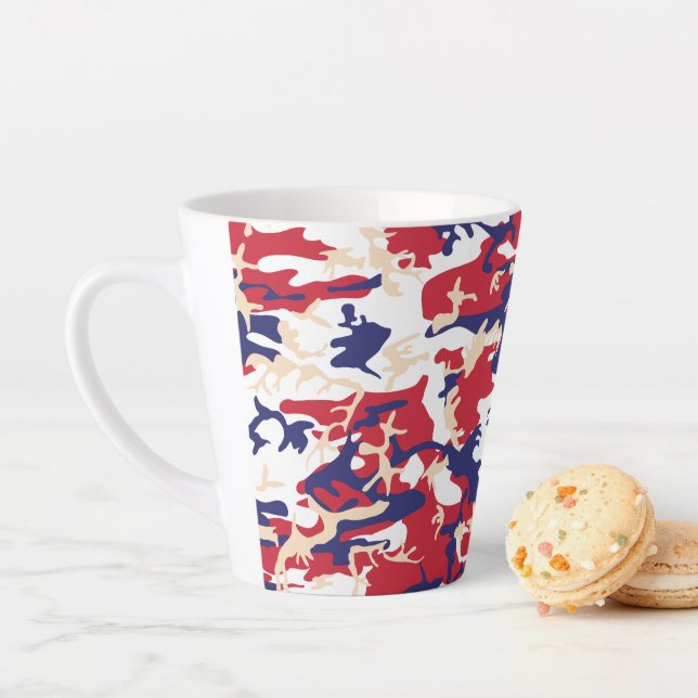 Tasse Latte 4th of July, Independence day, Camouflage Beige (En situation)