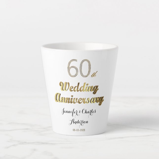 Tasse Latte 60e anniversaire Mariage Mariage de diamant Latte  (Devant)
