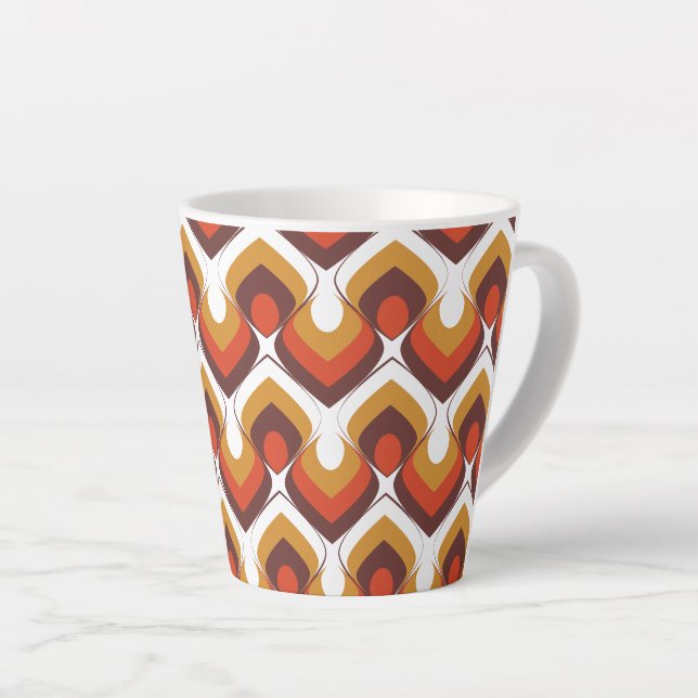 Tasse Latte 70s Bold Retro Modern Motif in Orange & Brown (Angle droit)