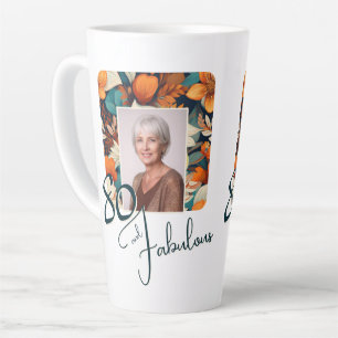 Tasse Latte 80 et fabuleux Motif Flower Photo Anniversaire