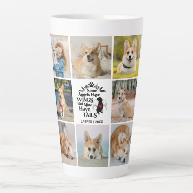 Tasse Latte 8 Collage Photo Souvenir Perte Chien (Devant)