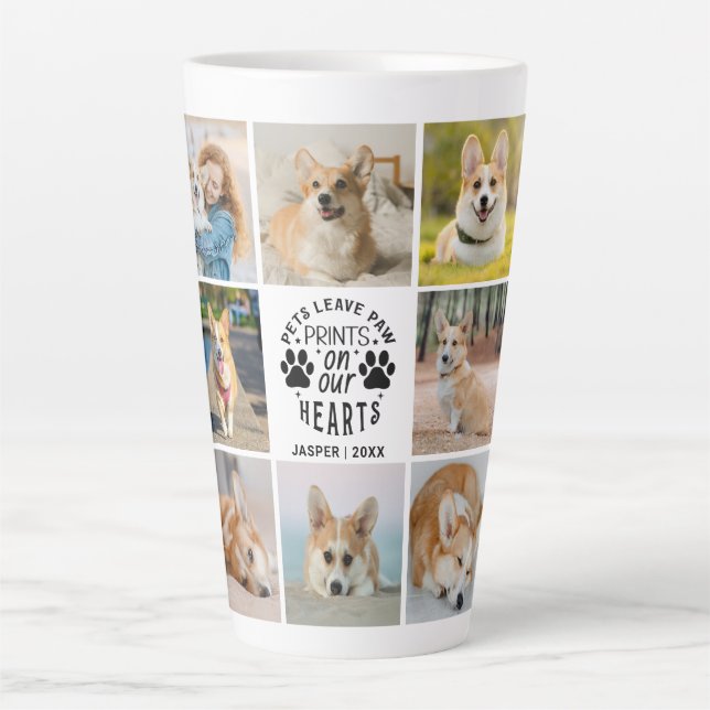Tasse Latte 8 Photo Collage Pet Souvenir commémoratif (Devant)