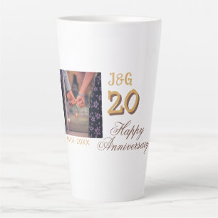 Tasse Latte À 20 ans de mariage joyeux anniversaire ajoutez un