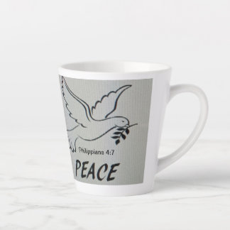 Tasse Latte A cup with peace dove and scripture