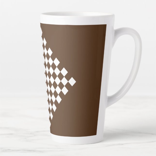 Tasse Latte à damiers Brown et blanc rétro (Droite)