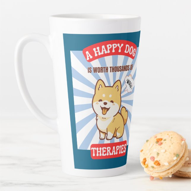 Tasse Latte A Happy Dog Shiba cute dog (En situation)