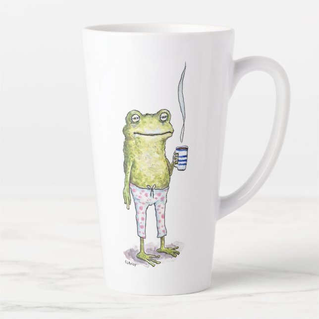 Tasse Latte À moitié endormi en pyjama de grenouille (Droite)