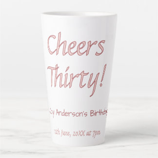 Tasse Latte à votre santé trente rose maron nom tendance anniv