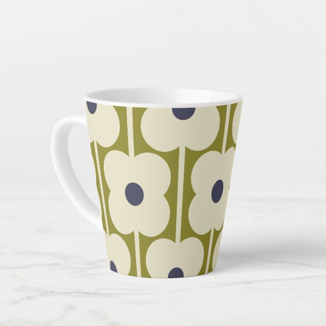 Tasse Latte Abacus Eyelet Fleur Latéral Olive et Bleu (Angle gauche)
