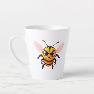 Tasse Latte Abeille de dessin animé avec froncement de sourcil