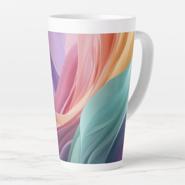 Tasse Latte Abstract Pastel Fabric Waves  (Angle droit)