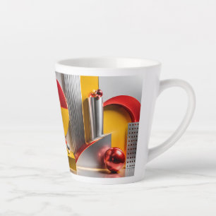 Tasse Latte Abstraction Géométrique Vibrante Sphères Métalliqu