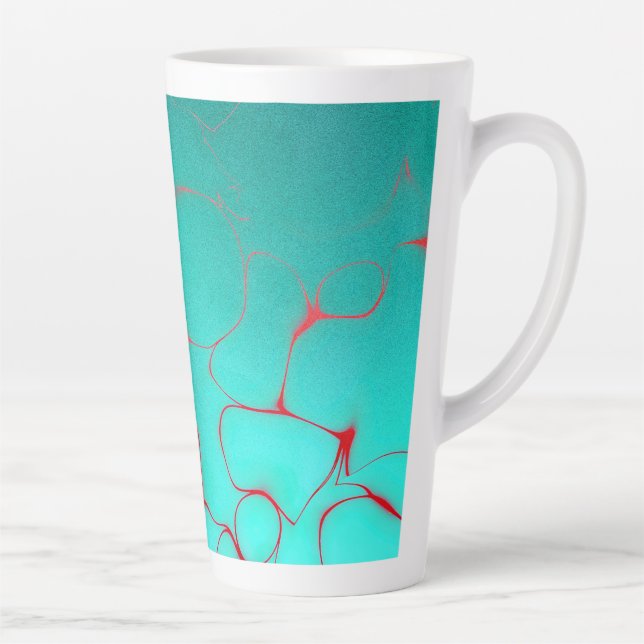 Tasse Latte Abstrait 16 Azure, Bleu tacheté, Orange/rouge (Droite)