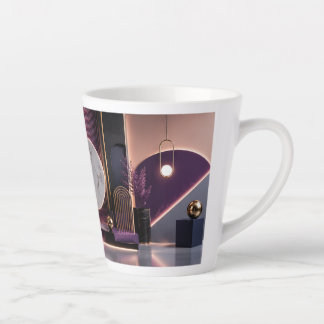 Tasse Latte Abstrait Géométrique Luxueux Violet et Or Riche