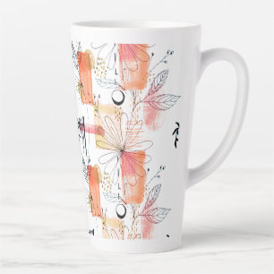 Tasse Latte Abstrait Géométrique rose orange noir