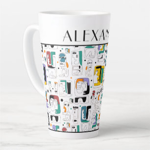 Tasse Latte Abstrait maya anciens visages motif 1