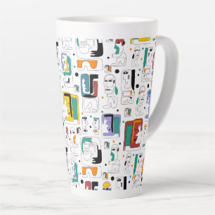 Tasse Latte Abstrait maya anciens visages motif 1