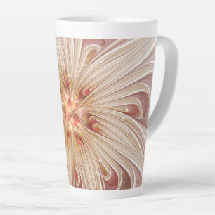 Tasse Latte Abstrait Moderne Peach Pastel Flower Fractal Art