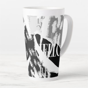 Tasse Latte Abstrait noir blanc gris