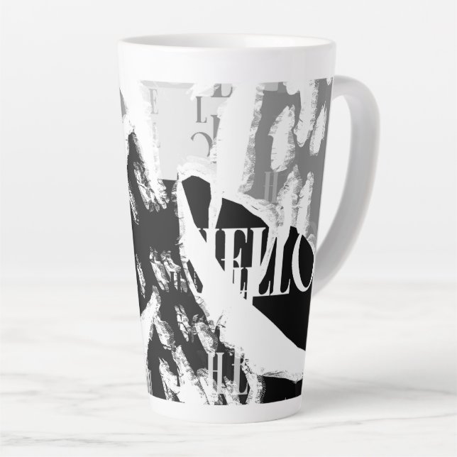 Tasse Latte Abstrait noir blanc gris (Angle droit)