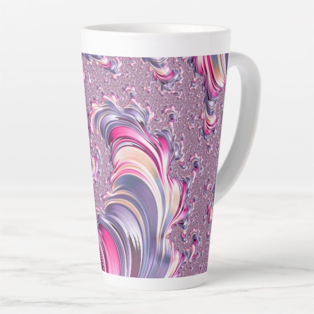 Tasse Latte Abstrait rose pourpre spirale fractale (Angle droit)