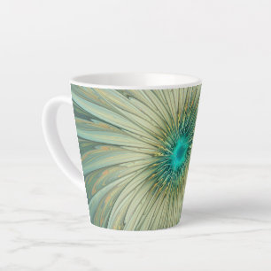 Tasse Latte Abstrait Sage Green Imaginaire Fleur Fractal Art
