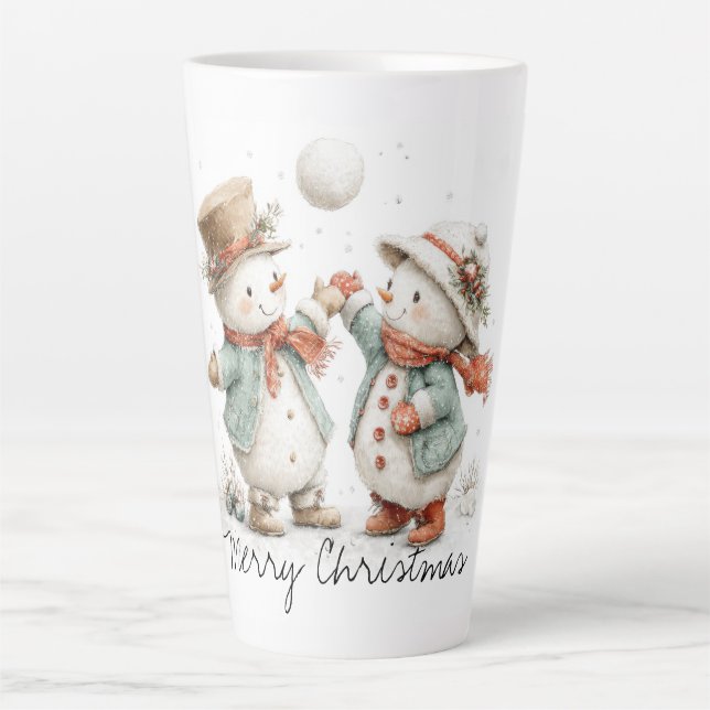 Tasse Latte Acclamations de boule de neige et high-fives glaci (Devant)