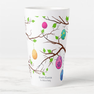 Tasse Latte Accouchement des oeufs de Pâques, branches de l'ar