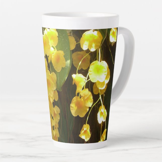 Tasse Latte Accrocher les orchidées jaunes Fleurs tropicales (Angle droit)