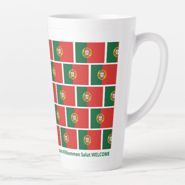Tasse Latte Accueil personnalisé Accueil Drapeau portugais (Droite)