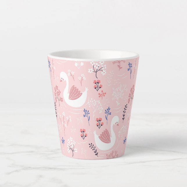 Tasse Latte Adorable Animal Swan Lake Botanical Kids (Devant)