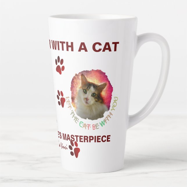 Tasse Latte Adorable Cute Calico Chat (Droite)