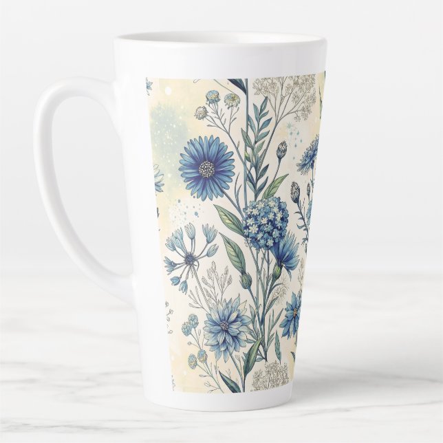 Tasse Latte Aesthetic Blue Wildflowers (Gauche)
