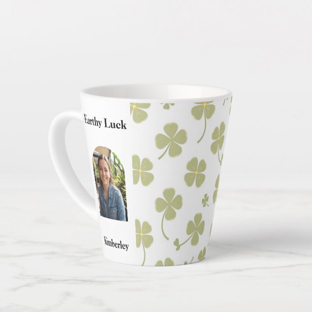Tasse Latte Aesthetic Lucky Charm Four Leaf Clover Custom (Angle gauche)
